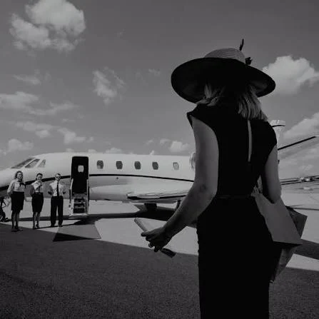 Traveller boarding a private aircraft