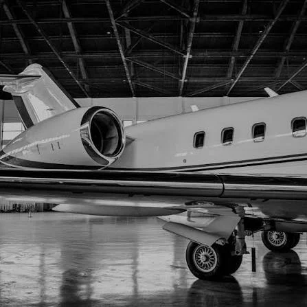 Private aircraft inside a hangar